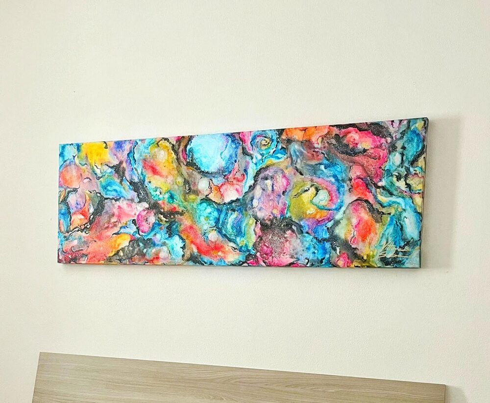 nebulosa, dipinto, quadro, originale, colorato, quadro multicolore, tela.