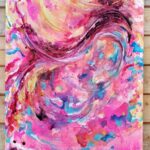 Nebulosa, dipinto acrilico su tela, media misti, tela rosa, dipinto rosa, originale, tela arredamento casa.