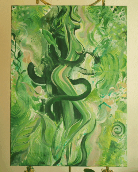 Shakti Awakening - Quadro figurativoDea Madre di Vittoria Saba, pittura mindful Sardegna, arte spirituale femminile in vendita