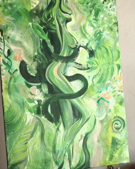 Shakti Awakening - Quadro figurativo Dea Madre di Vittoria Saba, pittura mindful Sardegna, arte spirituale femminile in vendita