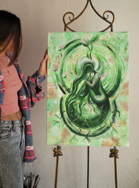 arte italiana per arredare casa - Vittoria Saba - quadro originale - dipinto olio su tela - l'abbraccio.