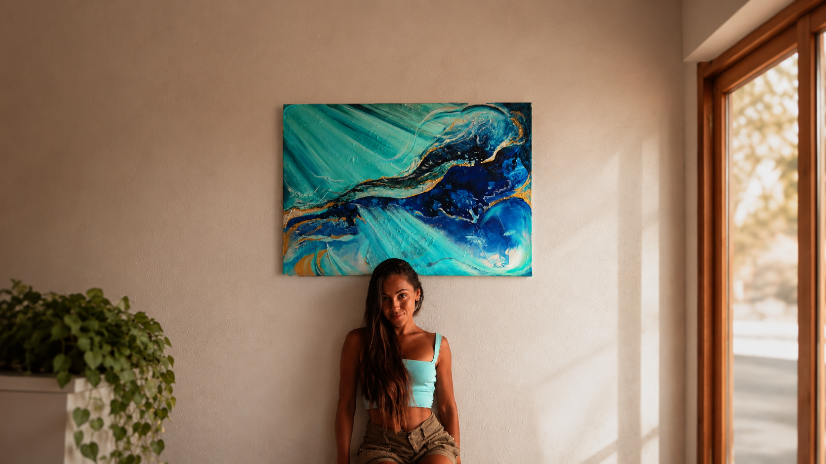 Luce, dipinto originale di vittoria saba, collezione sea wisdom, ispirato al mare della sardegna